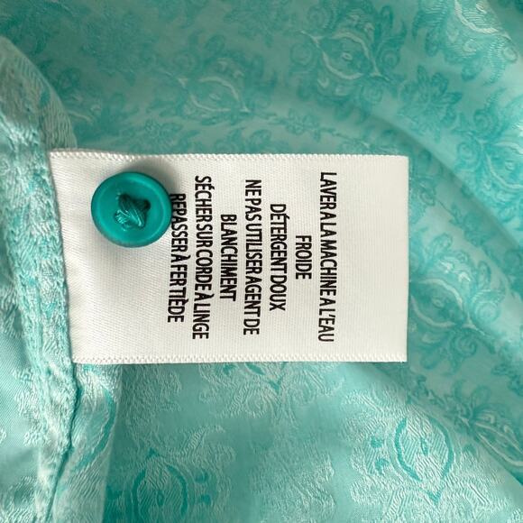 Robert Graham Button Front Short Sleeve Shirt CULLEN SQUARE Turquoise M - Picture 7 of 8